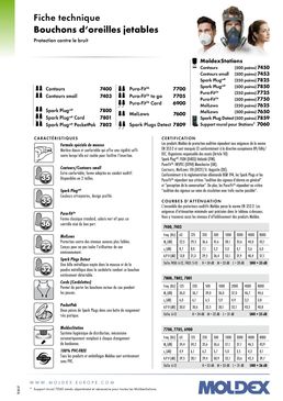 Bouchons d'oreilles jetables Contours®  SNR : 35 dB 