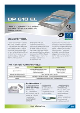 Exutoire de désenfumage pneumatique ou électrique pour toiture : DP 610 sur coiffante