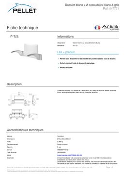 Dossier avec accoudoirs Pellet pour siège de douche déclipsable Arsis  | 047721