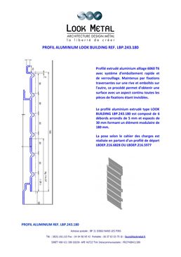 Profil aluminium pour façades | LOOK BUILDING REF. LBP.243.180