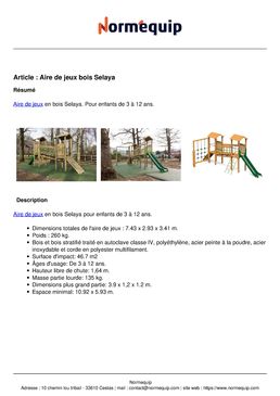 Aire de jeux bois Selaya