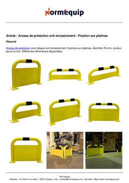 Arceau de protection anti encastrement - Fixation sur platines