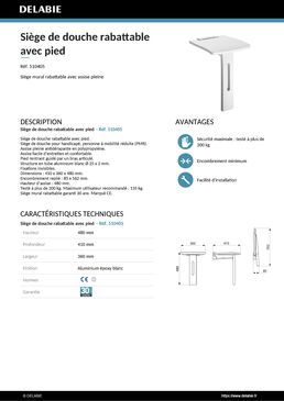 Siège de douche rabattable avec pied |  Réf. 510405 