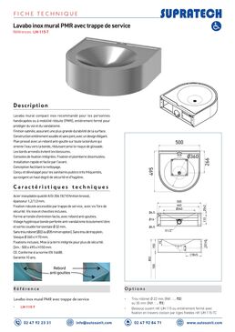 Lave-mains mural inox pour PMR | LM-115