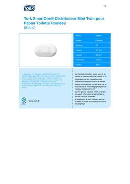 Double distributeur à grande capacité | Tork SmartOne Distributeur Mini Twin pour Papier Toilette Rouleau