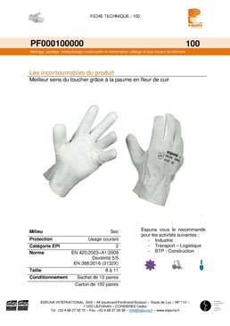 Gants de protection en fleur de cuir  | 00100 00