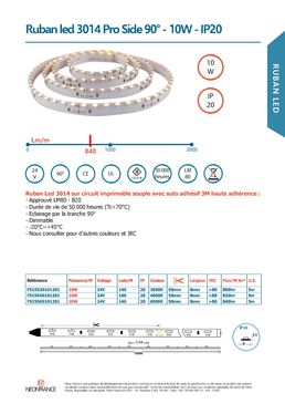 Ruban Led Pro Side 90° sur circuit imprimable souple puissance 10W - IP20 | Néon France 