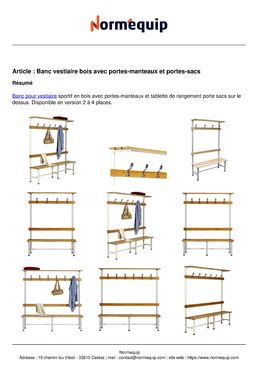 Banc vestiaire bois avec portes-manteaux et portes-sacs