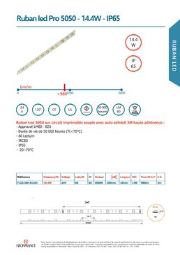 Ruban led Pro 5050 - 14.4W - IP65 | Néon France