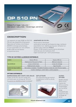 Exutoire de désenfumage pneumatique ou électrique pour toiture : DP 510 sur coiffante