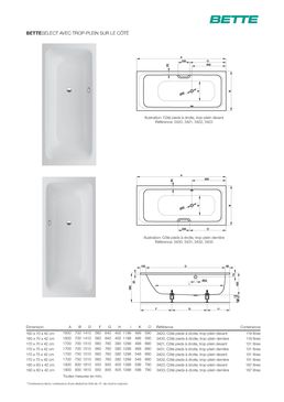 Baignoire rectangulaire à encastrer acier titane vitrifié trop-plein latéral | BetteSelect 