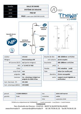 Système de douche thermostatique PRO 1