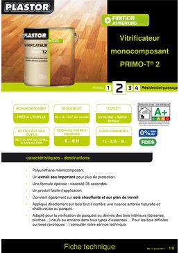 Vitrificateur polyuréthane mono-composant pour parquets et dérivés de bois | PRIMO-T 2 