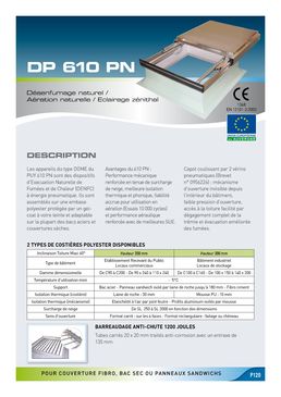 Exutoire DENFC à ouverture pneumatique pour toitures sèches | DP610 PN