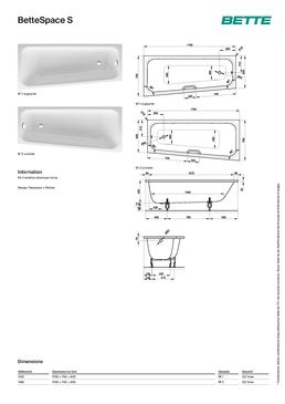 Baignoire trapézoïdale à encastrer acier titane vitrifié 2 dimensions | BetteSpace S 