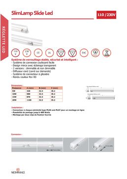 Réglette Led 110 /230V | SlimLamp Slide Led