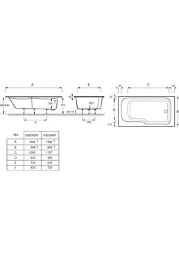 Baignoire avec espace douche de 85 ou 90 cm | Malice