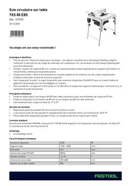 Scie circulaire sur table | TKS 80 EBS avec technologie SawStop