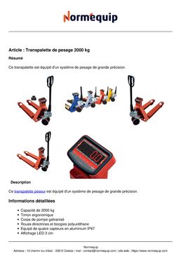 Transpalette de pesage 2000 kg