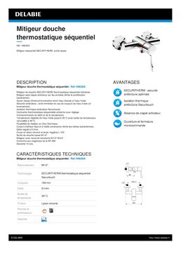 Mitigeur de douche thermostatique séquentiel | SECURITHERM Réf. H9630S