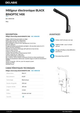 Mitigeur électronique de lavabo sur plage BLACK BINOPTIC MIX | 498MCHB