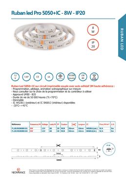 Ruban led Pro 5050+IC - 8W - IP20 | Néon France