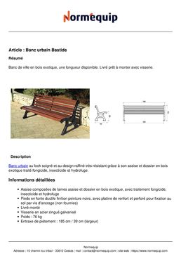 Banc urbain Bastide