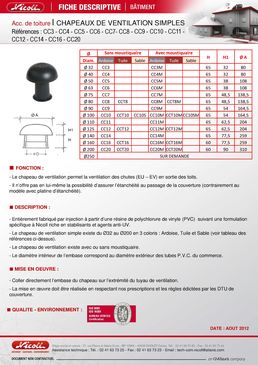 Chapeau de sortie de ventilation de chute EU et EV | Chapeaux de ventilation