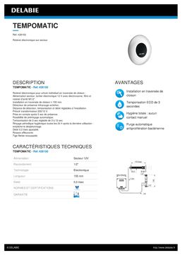 Robinet d'urinoir automatique M1/2' 155mm sur secteur 12 V - TEMPOMATIC TC | Réf.428150 