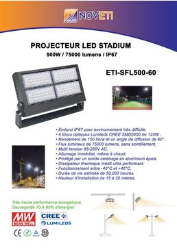 Projecteur LED 75000 lumens 60° | STADIUM ETI-SFL500-60