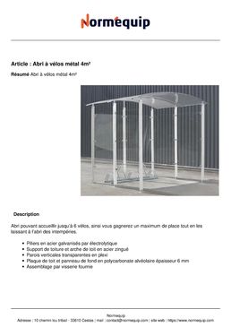 Abri à vélos métal 4m²