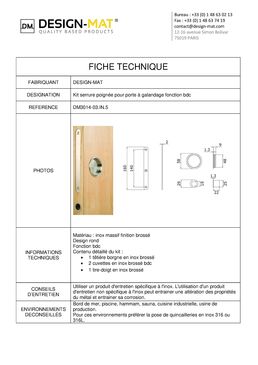 Kit serrure poignée pour porte à galandage rond | DM3014