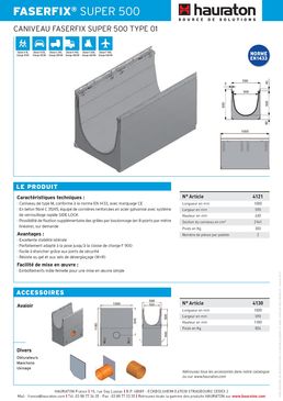 Caniveau de 59 cm de largeur pour zones à trafic lourd | Faserfix Super 500
