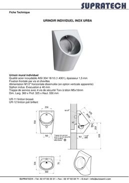 Urinoir suspendu en acier inoxydable | UR-11