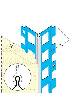 Cornière perforée à jonc fin PVC pour protection d'angle sous enduits extérieurs | Réf. 1821