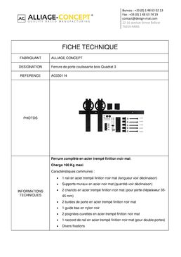 Ferrure de porte coulissante bois en acier | Quadrat 3 - AC030114