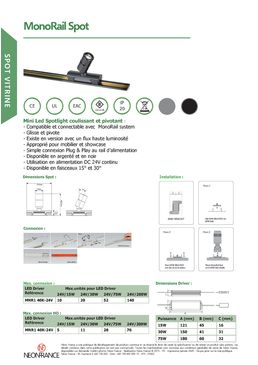 Mini Led Spotlight coulissant et pivotant  | MonoRail Spot