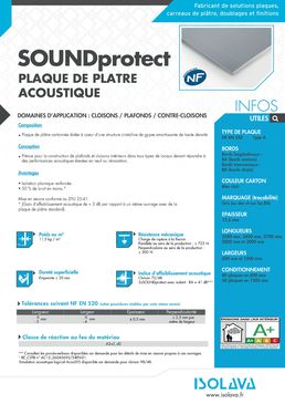 Plaque de plâtre acoustique BA13 | SOUNDprotect