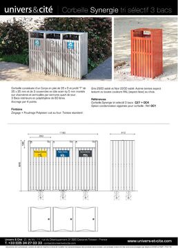 Corbeille tri sélectif 3 flux | Synergie