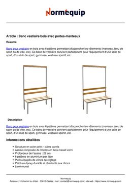 Banc vestiaire bois avec portes-manteaux