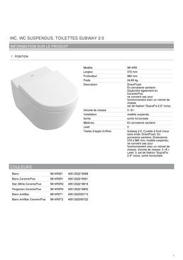 Cuvette suspendue sans bride | Subway 2.0 DirectFlush