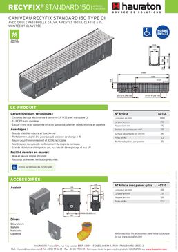 Caniveau en PE-PP de 15 cm de largeur intérieure | Recyfix Standard 150