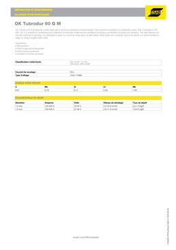 Fil de soudage | OK TUBRODUR 60 G M