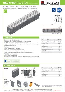 Caniveau en PE-PP de 10 cm de largeur intérieure pour zones industrielles | Recyfix Plus 100