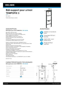 Bâti-support en acier époxy noir pour urinoir | TEMPOFIX 3 Réf. : 543100