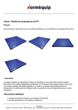 Plateforme de pesage au sol PT