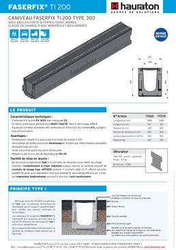 Caniveau en béton armé de 20 cm de largeur intérieure pour zones à trafic lourd | Faserfix TI 200 type 300