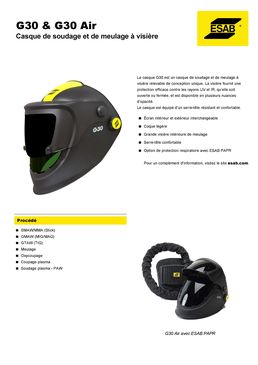 Casque de soudage et de meulage | G30 et G30 Air