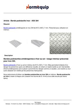 Bande podotactile inox - AISI 304