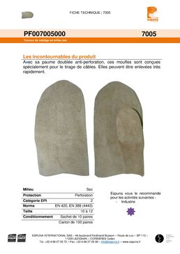 Gants de protection à paume doublée anti-perforation | 07005 00